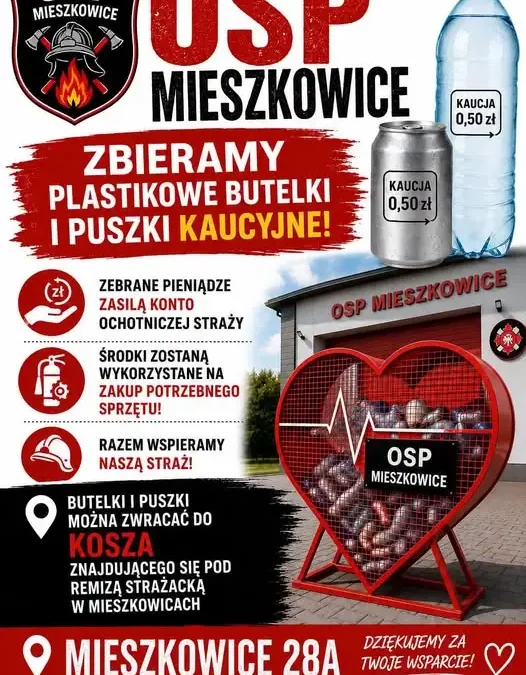 Zbiórka butelek i puszek dla OSP Mieszkowice – każda pomoc się liczy