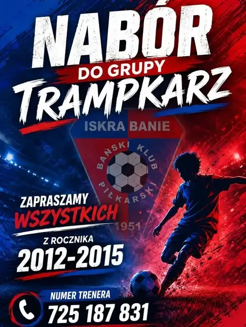 Iskra Banie zaprasza dzieci z roczników 2012–2015 do darmowej drużyny trampkarzy