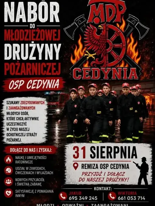 Młodzieżowa Drużyna Pożarnicza w Cedyni zaprasza na spotkanie organizacyjne