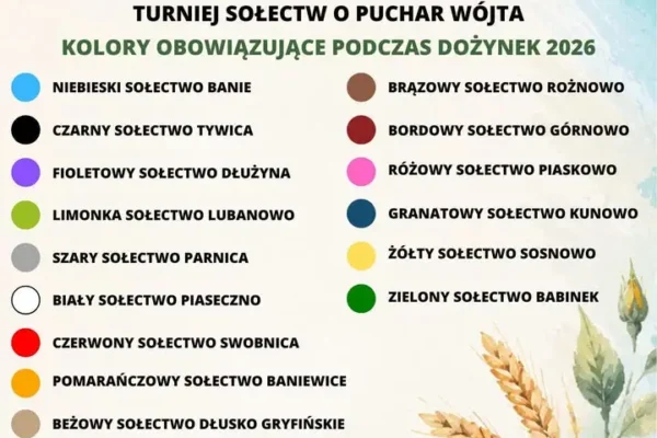 Dożynki Gminne 2026: Turniej Sołectw z kolorami – sprawdź, jaki kolor ma Twoje sołectwo
