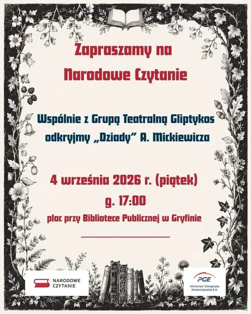 Narodowe Czytanie 2026 w Gryfinie: „Dziady” Mickiewicza w teatralnej odsłonie