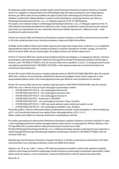 Woda z wodociągu w Kunowie ponownie zdatna do spożycia