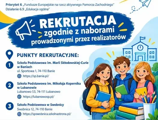 Gmina Banie stawia na edukację – rusza rekrutacja do projektu „Nowoczesne szkoły podstawowe”