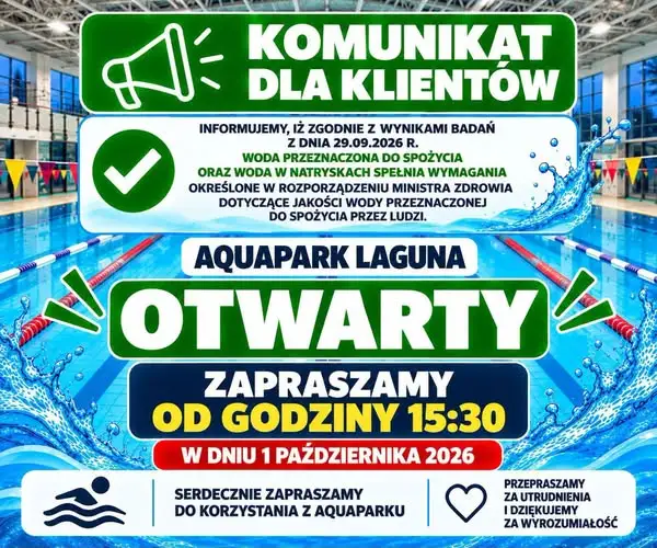 Aquapark Laguna w Gryfinie ponownie otwarty po badaniach wody