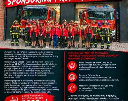 Młodzieżowa Drużyna Pożarnicza z Trzcińska-Zdroju prosi o wsparcie na proporzec