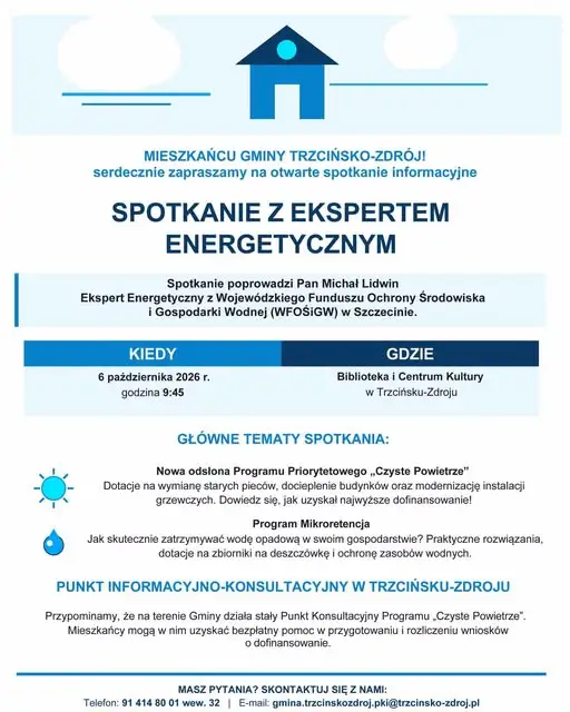 Trzcińsko-Zdrój: spotkanie o dofinansowaniu na wymianę pieców i zbiorniki na deszczówkę