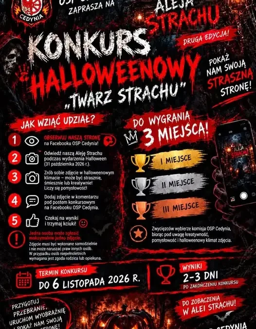 Konkurs halloweenowy OSP Cedynia – wygraj nagrody za najstraszniejsze zdjęcie