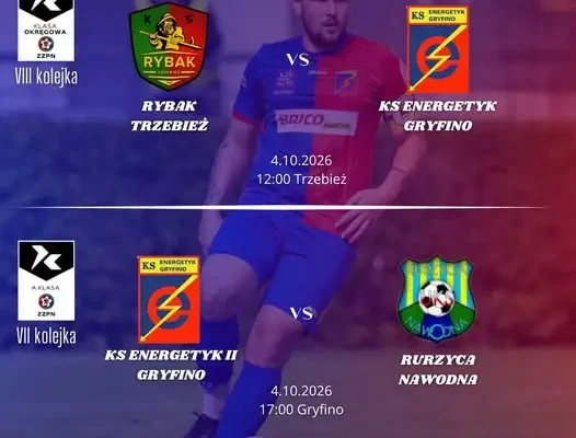 Piłkarska niedziela w Gryfinie: Energetyk zagra z Rybakiem i Rurzycą