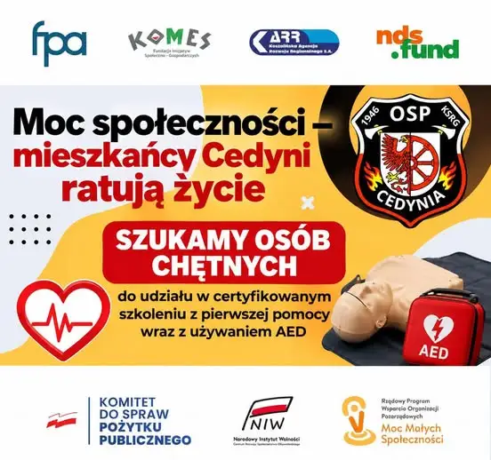 Bezpłatne szkolenie z pierwszej pomocy i obsługi AED w Cedyni