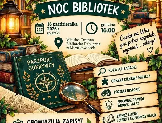 Noc Bibliotek 2026 w Mieszkowicach – misja odkrywcy dla dzieci i młodzieży