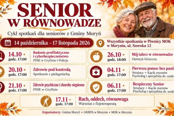 Moryń: „Senior w równowadze” — miesiąc spotkań dla seniorów od 14 października