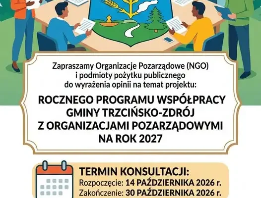 Trzcińsko-Zdrój: konsultacje społeczne programu współpracy z NGO na 2027 rok