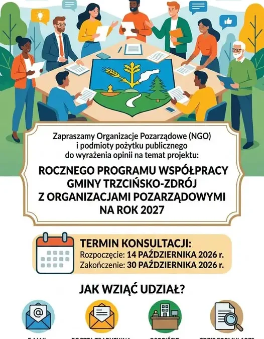 Trzcińsko-Zdrój: konsultacje społeczne programu współpracy z NGO na 2027 rok