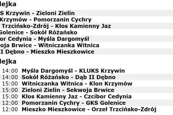 8. kolejka za nami, czas na 9. serię gier w lidze okręgowej
