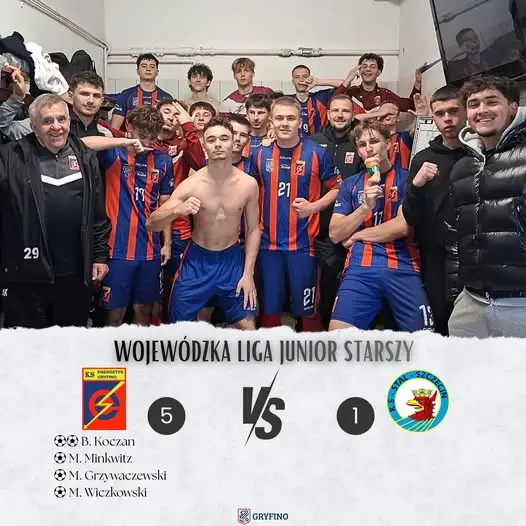 Energetyk Gryfino rozbił Stal Szczecin 5:1 w Wojewódzkiej Lidze Juniorów Starszych