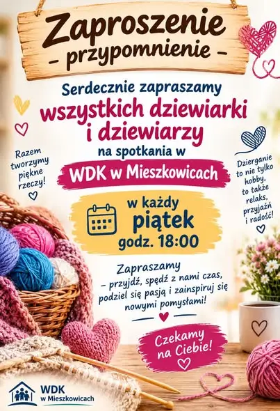 Spotkania miłośników dziergania w WDK w Mieszkowicach – w każdy piątek o 18:00
