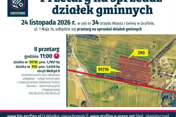 Gryfino sprzedaje działki inwestycyjne – II przetarg 24 listopada