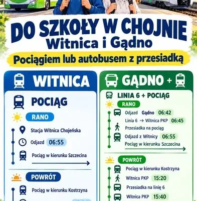 Nowy rozkład jazdy do szkół w Chojnie dla uczniów z gminy Moryń