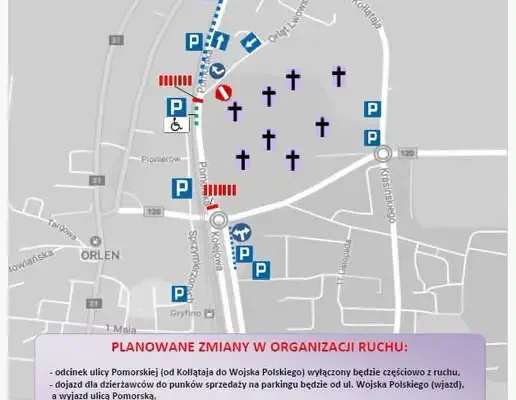 Gryfino: zmiany w ruchu przy cmentarzu na Wszystkich Świętych i wzmożone patrole