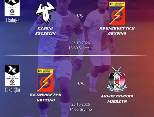 Energetyk Gryfino: dwa mecze seniorów w niedzielę – zapowiedź